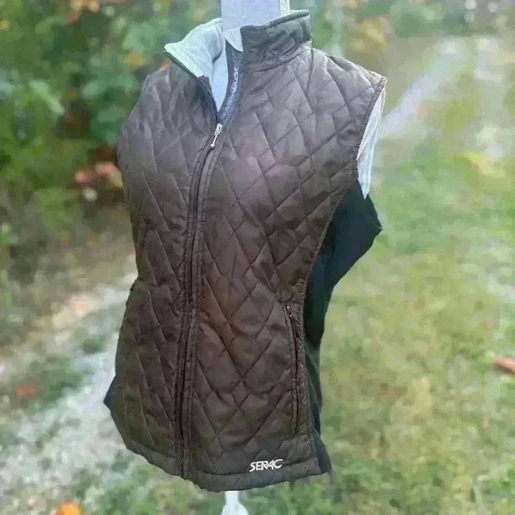 Serac women’s quilted vest. Size XL. Brown and cream. Serac brand vest. Fall - Picture 7 of 9